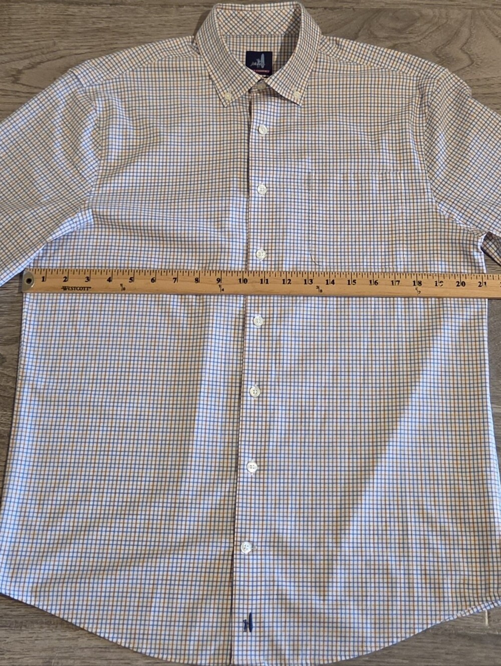 Johnnie-o PREP-FORMANCE Check-Plaid Button-Down Shirt - Size Medium - Orange - Picture 7 of 8